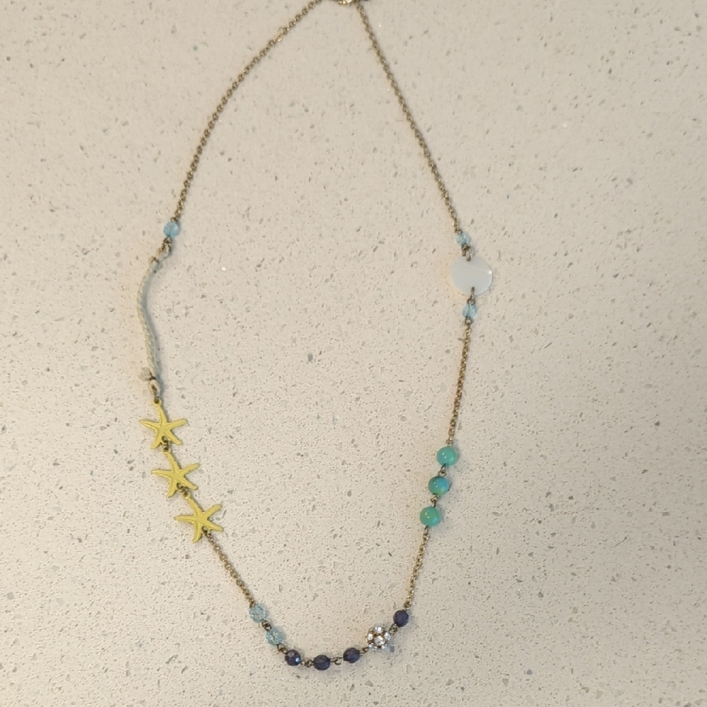 Gold and Blue Starfish Necklace